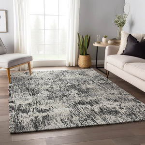 HomeRoots 5' Modern Abstract Washable Area Rug in Gray, Brown & Ivory - Indoor/Outdoor Durable Design 643584