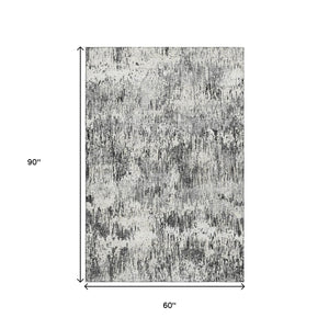 HomeRoots 5' Modern Abstract Washable Area Rug in Gray, Brown & Ivory - Indoor/Outdoor Durable Design 643584