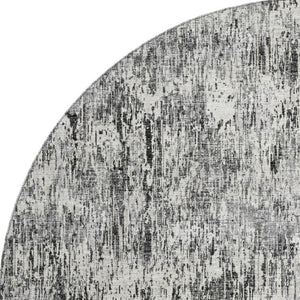 HomeRoots 8' Round Abstract Area Rug in Gray, Brown & Ivory - Washable, Indoor/Outdoor, Stylish & Durable 643585