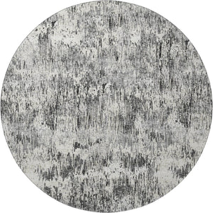 HomeRoots 8' Round Abstract Area Rug in Gray, Brown & Ivory - Washable, Indoor/Outdoor, Stylish & Durable 643585