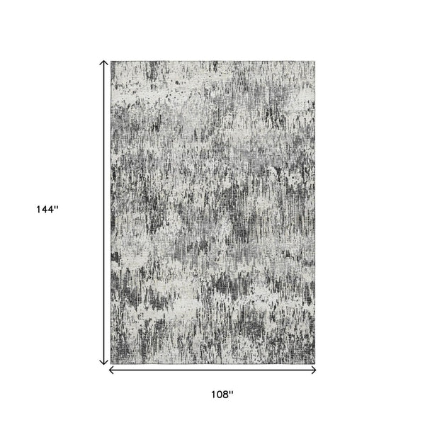 HomeRoots 9' X 12' Washable Gray Brown Ivory Abstract Area Rug – Durable, Stylish for Indoor & Outdoor Living Spaces 643587