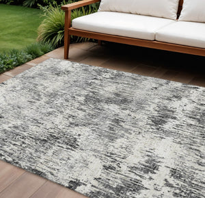 HomeRoots 10' Gray Brown Ivory Abstract Area Rug - Stylish, Washable, Durable Indoor/Outdoor Design for High Traffic 643588