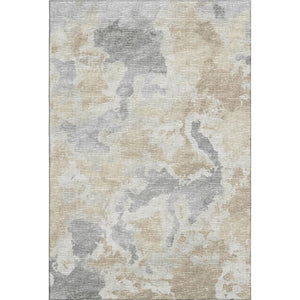 HomeRoots 5' X 8' Modern Abstract Washable Rug - Stylish Beige, Charcoal & Gray Design for Indoor/Outdoor Use 643590