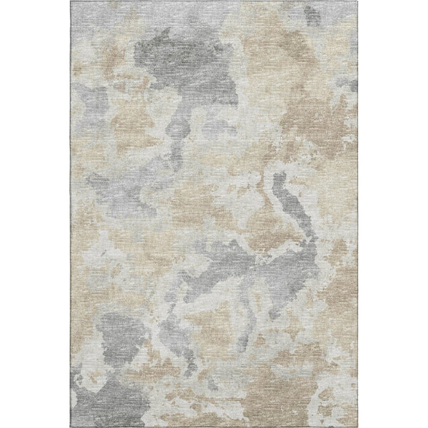 HomeRoots 5' X 8' Modern Abstract Washable Rug - Stylish Beige, Charcoal & Gray Design for Indoor/Outdoor Use 643590
