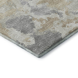 HomeRoots 5' X 8' Modern Abstract Washable Rug - Stylish Beige, Charcoal & Gray Design for Indoor/Outdoor Use 643590