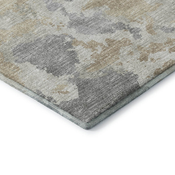 HomeRoots 5' X 8' Modern Abstract Washable Rug - Stylish Beige, Charcoal & Gray Design for Indoor/Outdoor Use 643590