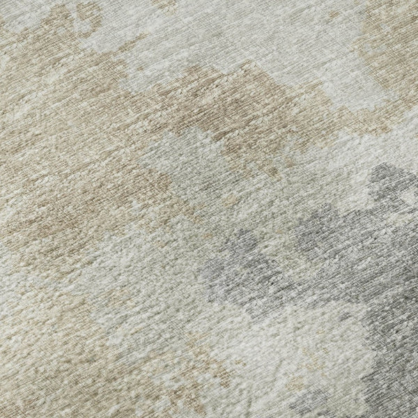 HomeRoots 5' X 8' Modern Abstract Washable Rug - Stylish Beige, Charcoal & Gray Design for Indoor/Outdoor Use 643590