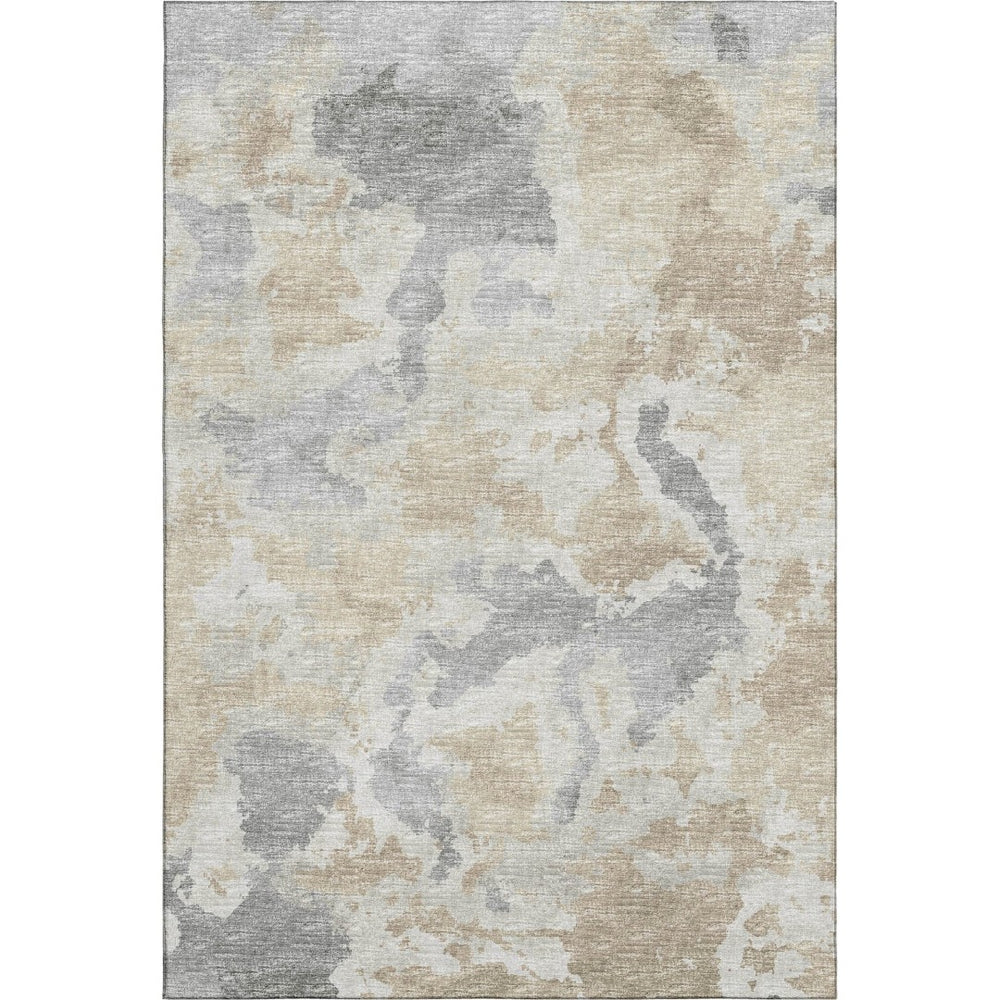 HomeRoots 8' X 10' Washable Beige, Charcoal & Gray Abstract Area Rug for Indoor/Outdoor High Traffic Areas 643592
