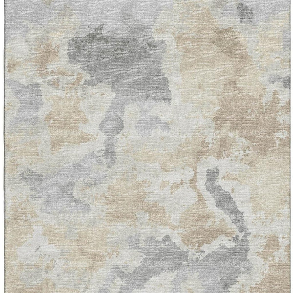 HomeRoots 9' X 12' Abstract Beige Charcoal Gray Washable Area Rug – Stylish, Durable, and Versatile for Indoors! 643593