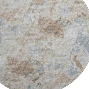 HomeRoots 8' Modern Abstract Round Area Rug in Midnight, Ivory & Coffee - Washable, Durable & Stylish Design 643597