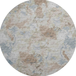 HomeRoots 8' Modern Abstract Round Area Rug in Midnight, Ivory & Coffee - Washable, Durable & Stylish Design 643597