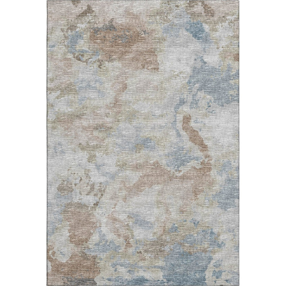 HomeRoots 8' X 10' Stylish Midnight Ivory & Coffee Abstract Washable Rug for Indoor/Outdoor Versatility 643598