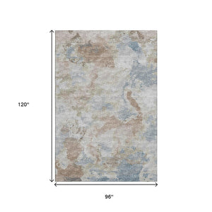 HomeRoots 8' X 10' Stylish Midnight Ivory & Coffee Abstract Washable Rug for Indoor/Outdoor Versatility 643598
