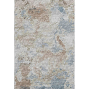 HomeRoots 9' X 12' Abstract Washable Area Rug in Midnight Ivory & Coffee – Durable Indoor/Outdoor Design! 643599