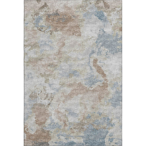 HomeRoots 9' X 12' Abstract Washable Area Rug in Midnight Ivory & Coffee – Durable Indoor/Outdoor Design! 643599
