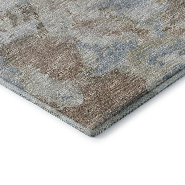 HomeRoots 9' X 12' Abstract Washable Area Rug in Midnight Ivory & Coffee – Durable Indoor/Outdoor Design! 643599