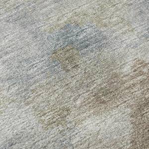 HomeRoots 9' X 12' Abstract Washable Area Rug in Midnight Ivory & Coffee – Durable Indoor/Outdoor Design! 643599