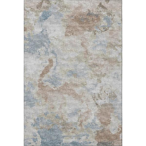 HomeRoots 9' X 12' Abstract Washable Area Rug in Midnight Ivory & Coffee – Durable Indoor/Outdoor Design! 643599