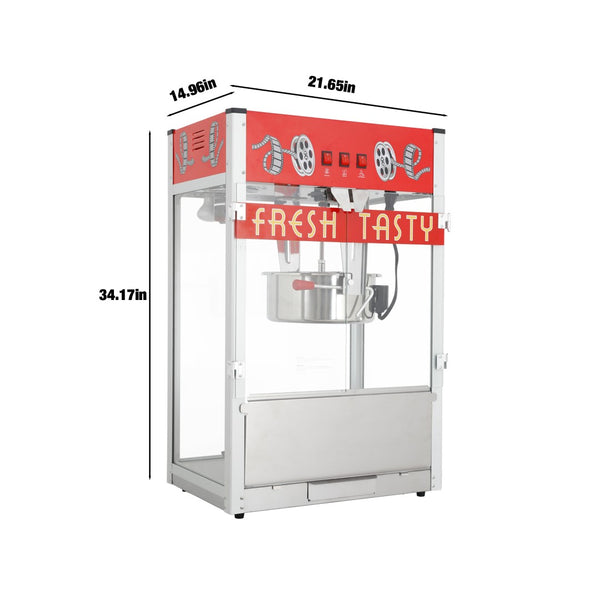 English Elm Commercial Retro Cinema Popcorn Machine 30 Oz Kettle 1650w for Parties and Theater Red W2841P337590