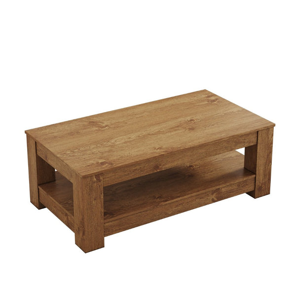 English Elm A Modern Two-tier Mdf Coffee Table with Open Shelf for Living Room Storage W3875P392271