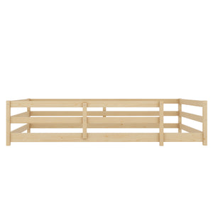 English Elm Full Full Size Montessori Floor Bed in Natural Pine for Kids — Low-Profile, Sturdy, Easy Assembly, Safe Design Oak W1820P331920