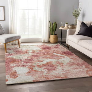 HomeRoots 5' Contemporary Pink & Ivory Abstract Washable Area Rug for Indoor & Outdoor Spaces – Durable & Stylish! 643602