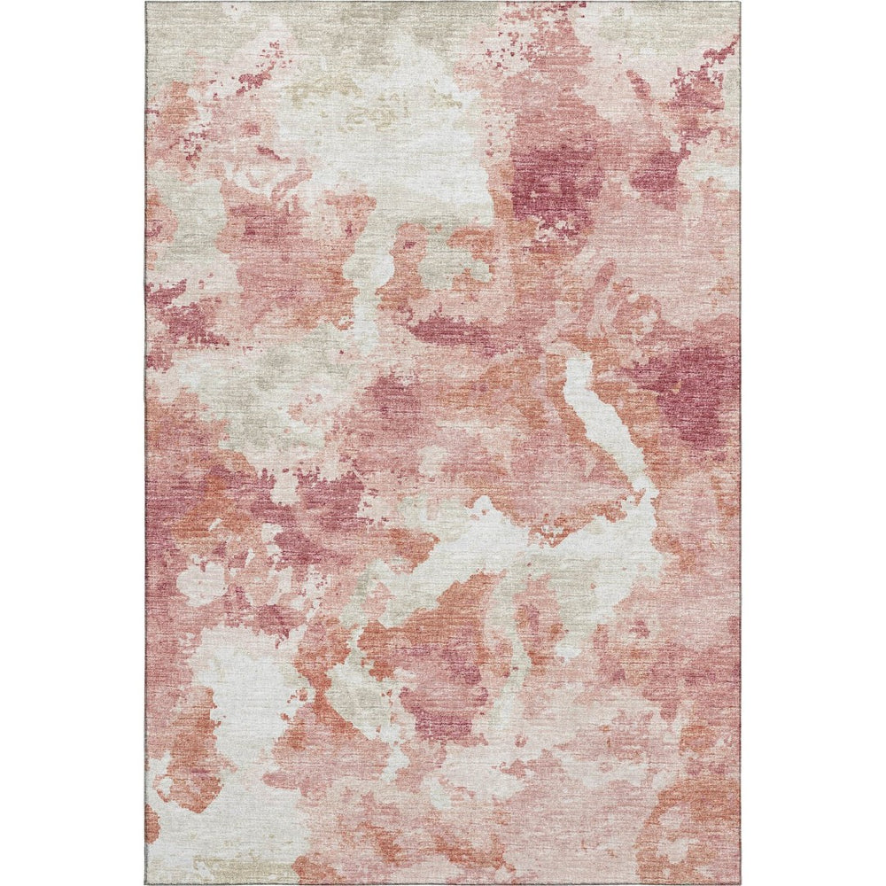 HomeRoots 5' Contemporary Pink & Ivory Abstract Washable Area Rug for Indoor & Outdoor Spaces – Durable & Stylish! 643602