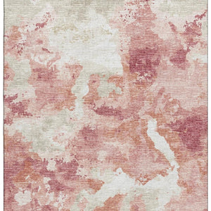 HomeRoots 5' Contemporary Pink & Ivory Abstract Washable Area Rug for Indoor & Outdoor Spaces – Durable & Stylish! 643602