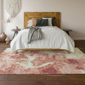 HomeRoots 5' Contemporary Pink & Ivory Abstract Washable Area Rug for Indoor & Outdoor Spaces – Durable & Stylish! 643602
