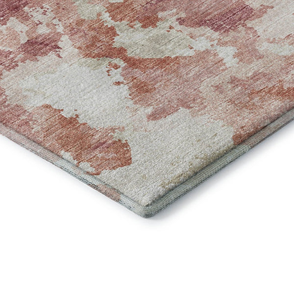 HomeRoots 8' Pink and Ivory Round Abstract Washable Rug - Versatile Indoor/Outdoor Design with Non-Slip Backing 643603