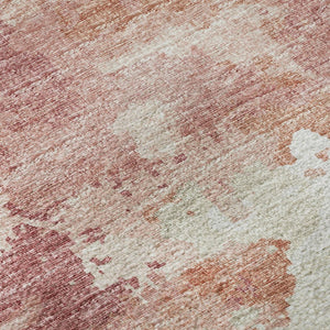 HomeRoots 8' Pink and Ivory Round Abstract Washable Rug - Versatile Indoor/Outdoor Design with Non-Slip Backing 643603