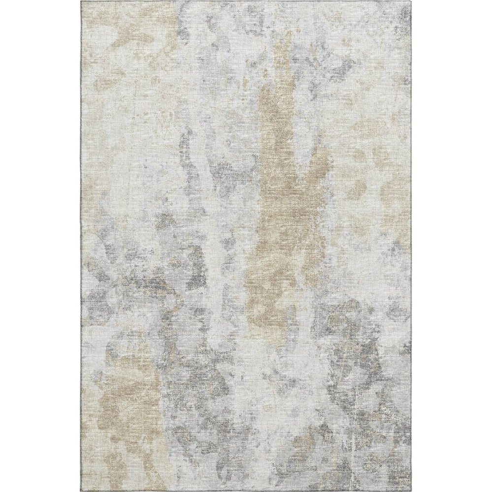 HomeRoots 5' X 8' Midnight Ivory & Beige Abstract Area Rug – Durable, Washable, Stylish for Indoor & Outdoor Use 643614