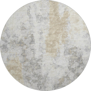 HomeRoots 8' Contemporary Round Abstract Area Rug - Machine Washable, Durable, Indoor/Outdoor Elegance 643615