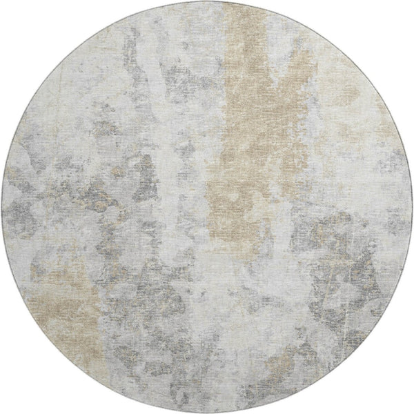 HomeRoots 8' Contemporary Round Abstract Area Rug - Machine Washable, Durable, Indoor/Outdoor Elegance 643615