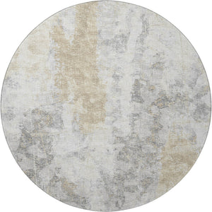 HomeRoots 8' Contemporary Round Abstract Area Rug - Machine Washable, Durable, Indoor/Outdoor Elegance 643615