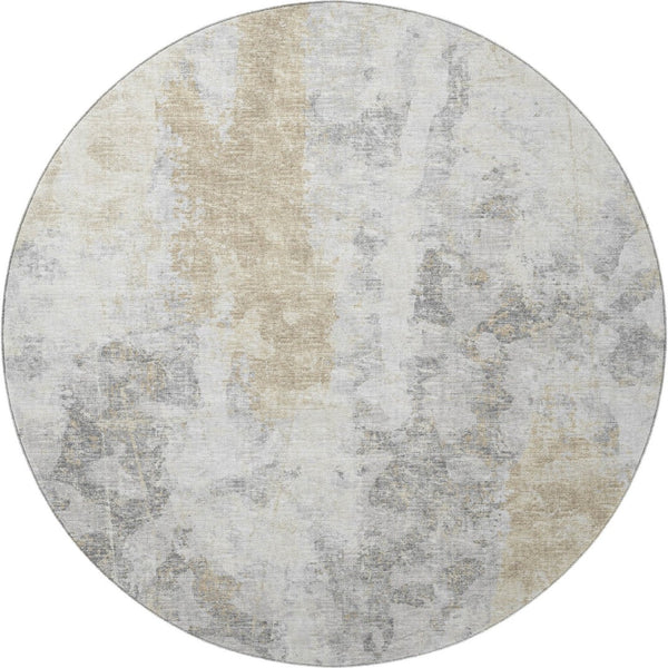 HomeRoots 8' Contemporary Round Abstract Area Rug - Machine Washable, Durable, Indoor/Outdoor Elegance 643615