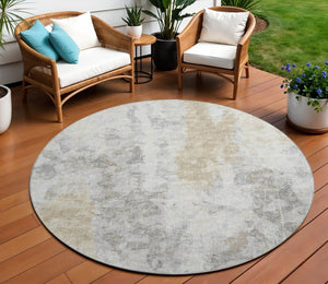 HomeRoots 8' Contemporary Round Abstract Area Rug - Machine Washable, Durable, Indoor/Outdoor Elegance 643615
