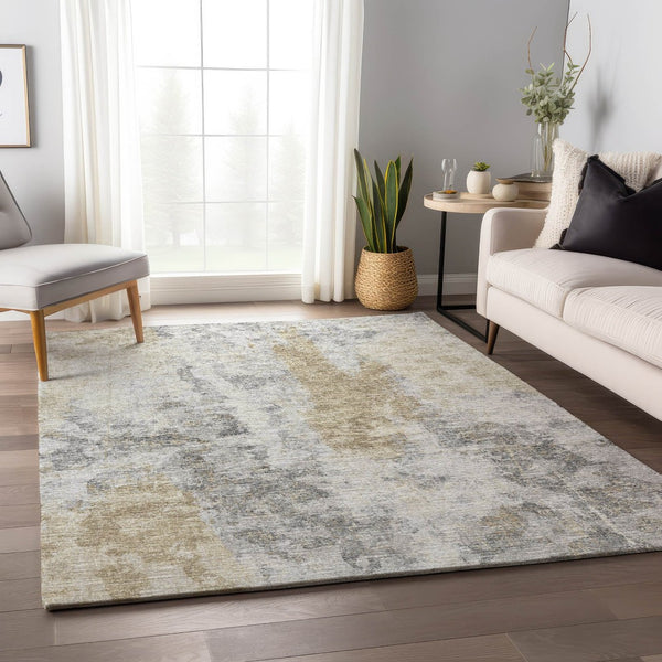HomeRoots 10' Oversized Midnight Ivory & Beige Abstract Area Rug - Washable, Durable, Indoor/Outdoor Use! 643618