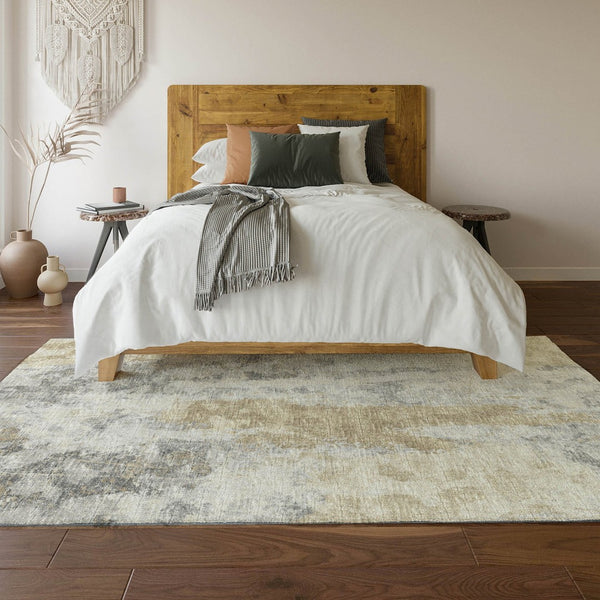 HomeRoots 10' Oversized Midnight Ivory & Beige Abstract Area Rug - Washable, Durable, Indoor/Outdoor Use! 643618
