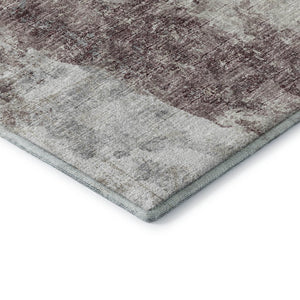 HomeRoots 8' Plum and Ivory Washable Round Area Rug – Modern Abstract Design for Indoor & Outdoor Spaces 643621