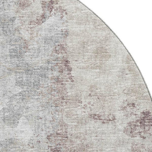 HomeRoots 8' Plum and Ivory Washable Round Area Rug – Modern Abstract Design for Indoor & Outdoor Spaces 643621