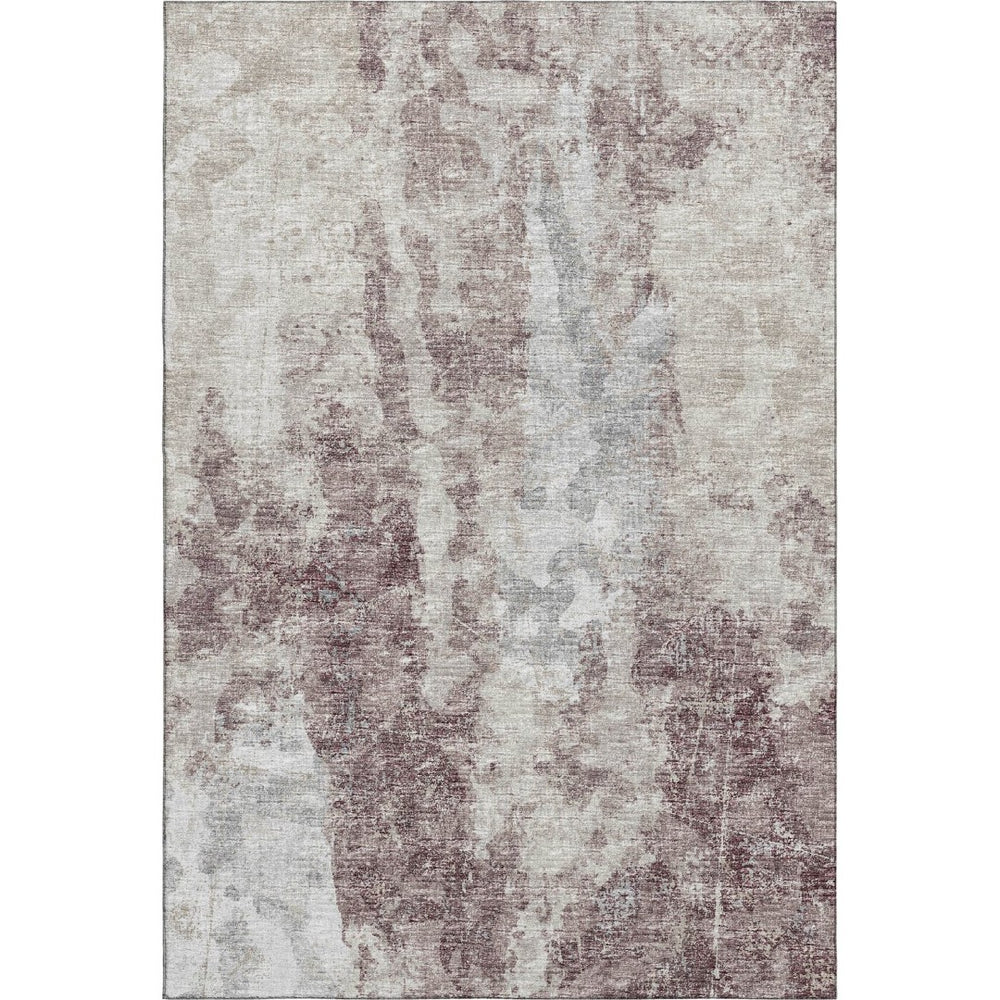 HomeRoots 8' X 10' Contemporary Plum and Ivory Abstract Washable Rug for Indoor & Outdoor Versatility 643622
