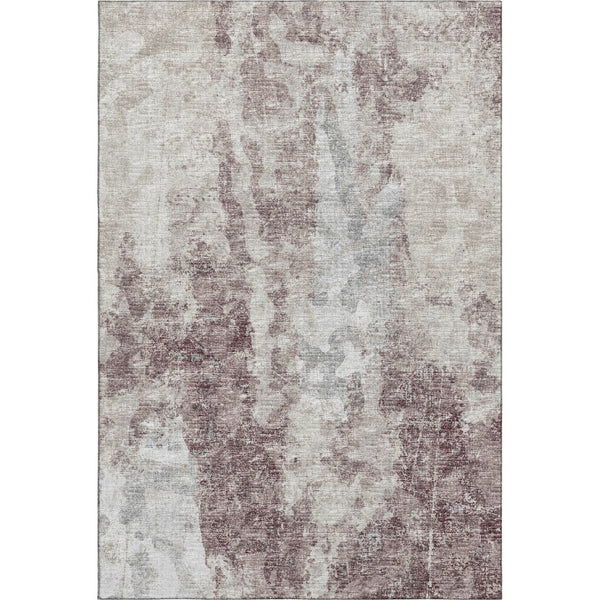 HomeRoots 8' X 10' Contemporary Plum and Ivory Abstract Washable Rug for Indoor & Outdoor Versatility 643622