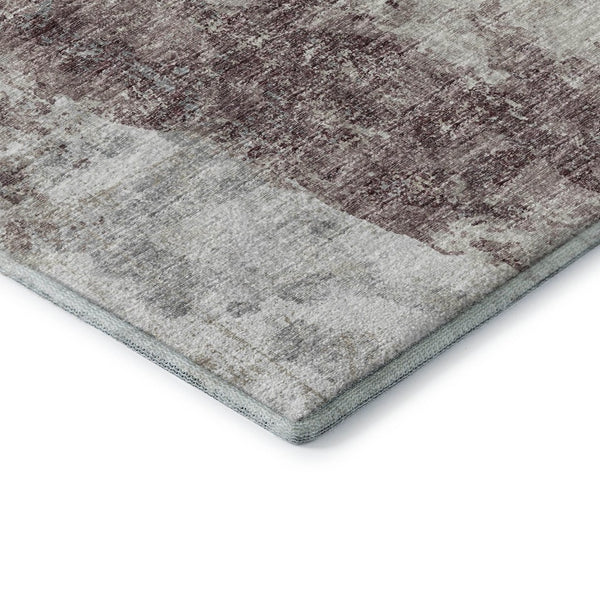 HomeRoots 8' X 10' Contemporary Plum and Ivory Abstract Washable Rug for Indoor & Outdoor Versatility 643622