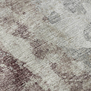 HomeRoots 8' X 10' Contemporary Plum and Ivory Abstract Washable Rug for Indoor & Outdoor Versatility 643622
