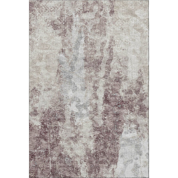 HomeRoots 8' X 10' Contemporary Plum and Ivory Abstract Washable Rug for Indoor & Outdoor Versatility 643622