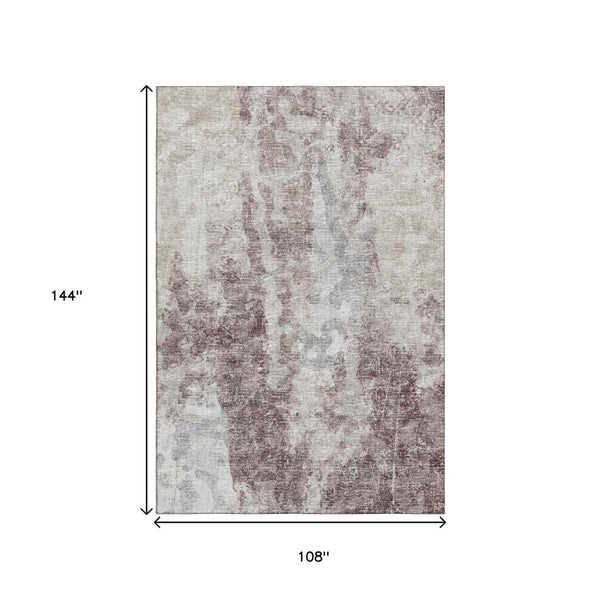 HomeRoots 9' X 12' Plum And Ivory Abstract Area Rug - Stylish, Durable, Washable Design for Indoor & Outdoor Use 643623