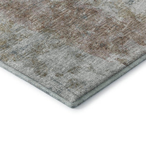HomeRoots 8' Round Abstract Area Rug in Ivory, Blue & Gold - Washable, Durable, Stylish for Indoor & Outdoor Use 643627