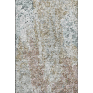 HomeRoots 8' X 10' Abstract Area Rug in Ivory, Blue & Gold - Washable, Durable, Indoor/Outdoor Design for All Spaces 643628