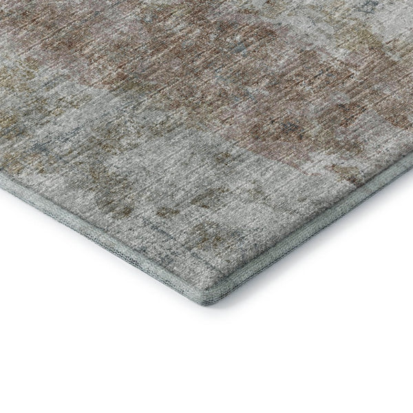 HomeRoots 8' X 10' Abstract Area Rug in Ivory, Blue & Gold - Washable, Durable, Indoor/Outdoor Design for All Spaces 643628